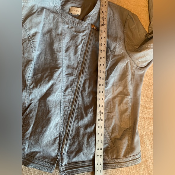 Chicos pale blue asymmetrical leather jacket - Picture 9 of 11
